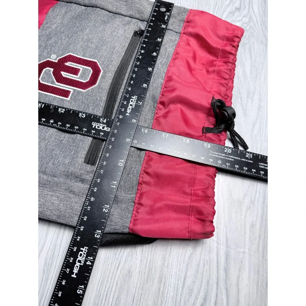 Logo Brands Oklahoma Sooners Drawstring Backpack Gray Crimson OU Cinch Bag